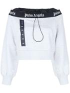 Palm Angels Toggle Fastened Cropped Sweatshirt - Grey