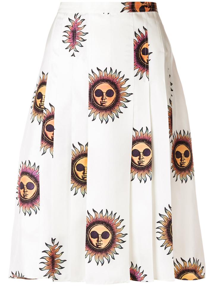 Paul Smith Sun Print Pleated Skirt - White