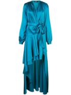 Patbo Satin Wrap Gown - Blue