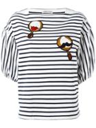 Tsumori Chisato Patched Puffball Sleeve Striped T-shirt, Women's, Size: Medium, Blue, Cotton/cupro