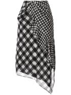 Self-portrait Mixed Gingham-print Skirt - Black