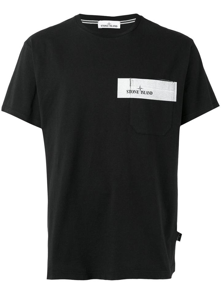 Stone Island Logo Pocket T-shirt, Men's, Size: Xl, Black, Cotton