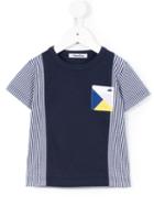 Familiar - Chest Pocket Striped T-shirt - Kids - Cotton - 6 Yrs, Blue