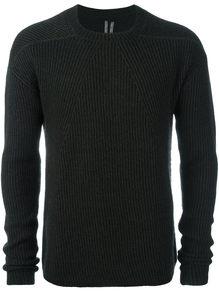 Rick Owens Crew Neck Jumper, Men's, Size: Small, Black, Polyamide/cashmere/wool