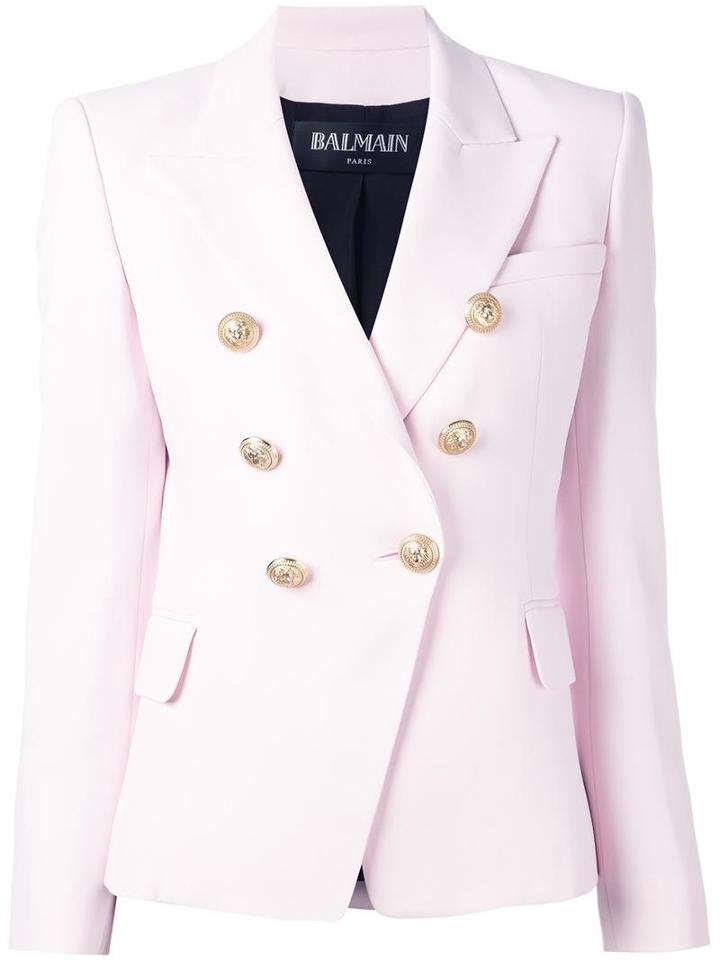 Balmain Double Breasted Blazer, Women's, Size: 36, Pink/purple, Cotton/viscose/acetate/polyurethane