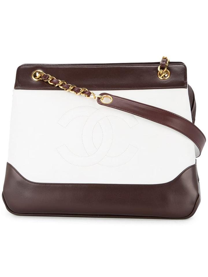 Chanel Pre-owned Front Logo Tote Bag - White