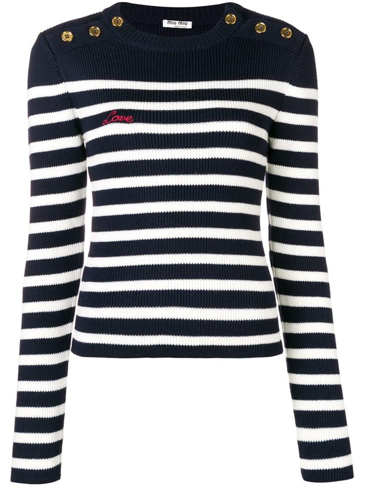Miu Miu Striped Rib-knit Jumper - Blue