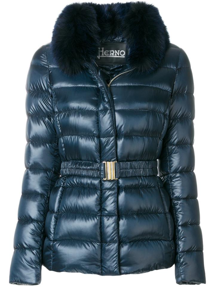 Herno Furry Neck Padded Jacket - Blue