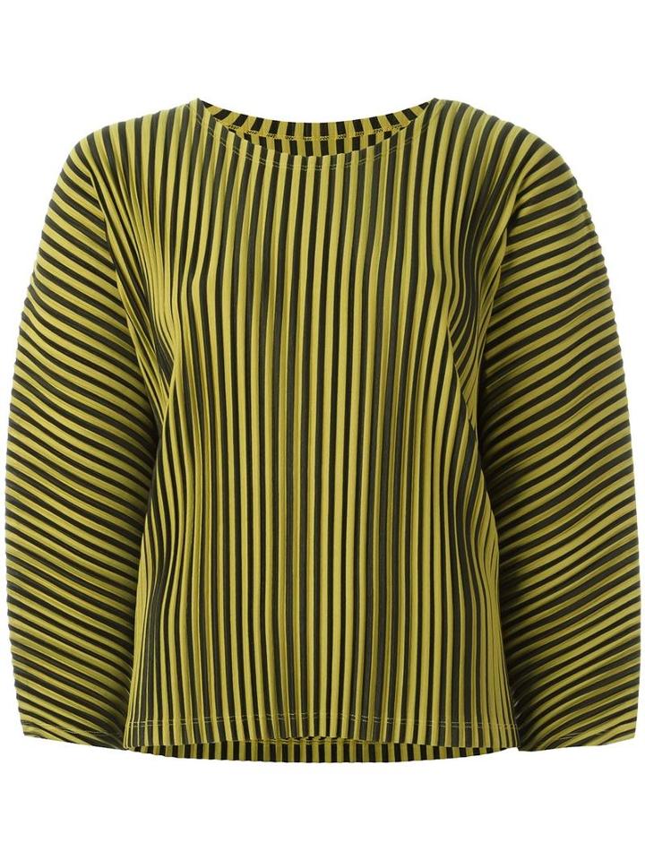 Pleats Please By Issey Miyake Pleated Blouse, Women's, Size: 3, Yellow/orange, Polyester