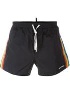 Dsquared2 Beachwear Stripe Detail Swim Shorts, Men's, Size: 52, Black, Polyester