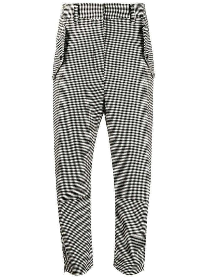 Brag-wette Checked Straight Trousers - Black