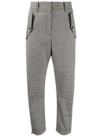Brag-wette Checked Straight Trousers - Black