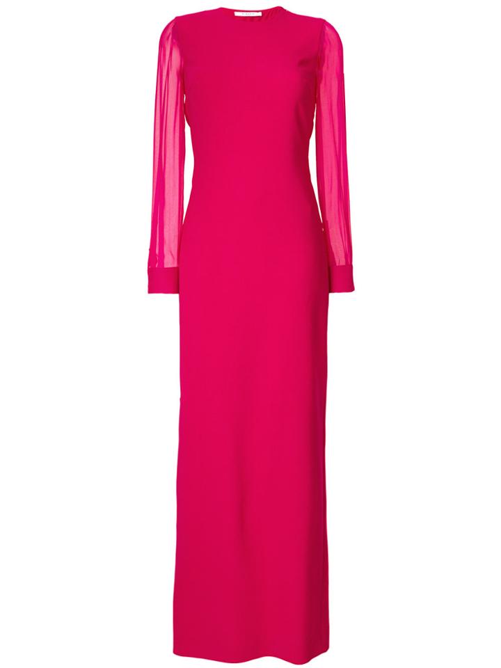 Givenchy Sheer Sleeve Evening Dress - Pink & Purple