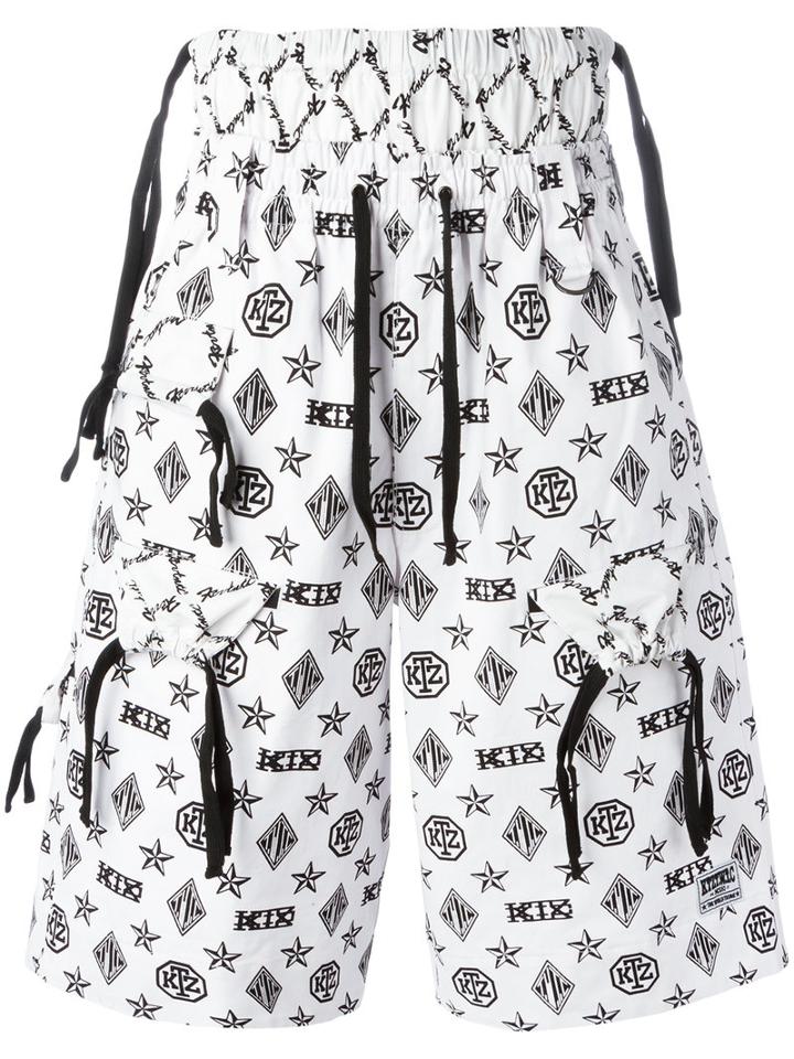 Ktz Monogram Shorts, Men's, Size: Small, White, Cotton