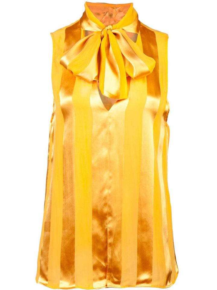 Alice+olivia Pussy Bow Striped Top - Yellow & Orange