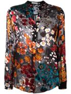 Alice+olivia Floral Print Sheer Shirt, Women's, Size: Large, Silk/viscose