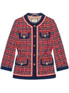 Gucci Tweed Check Jacket - Red