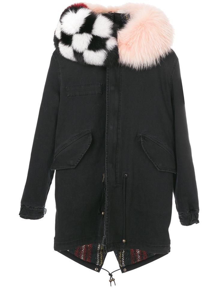 Mr & Mrs Italy - Hooded Parka - Women - Silk/cotton/fox Fur/glass - Xxs, Black, Silk/cotton/fox Fur/glass
