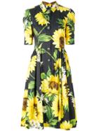 Dolce & Gabbana - Sunflower Shirt Dress - Women - Cotton - 42, Black, Cotton
