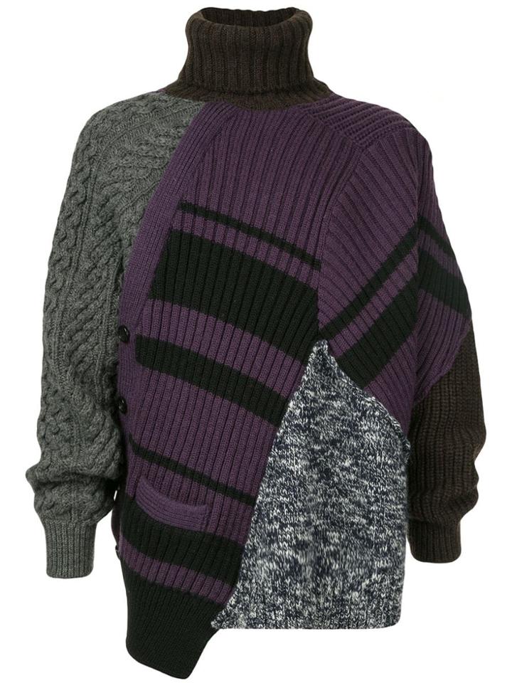 Kolor Oversized Patchwork Jumper - Purple