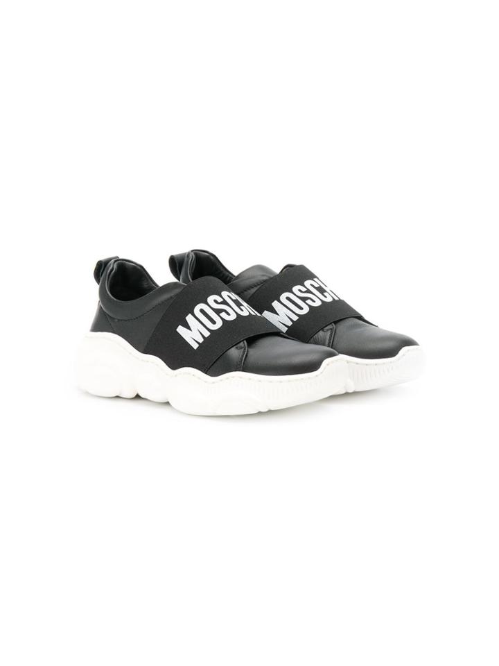 Moschino Kids Teen Logo Slip-on Sneakers - Black
