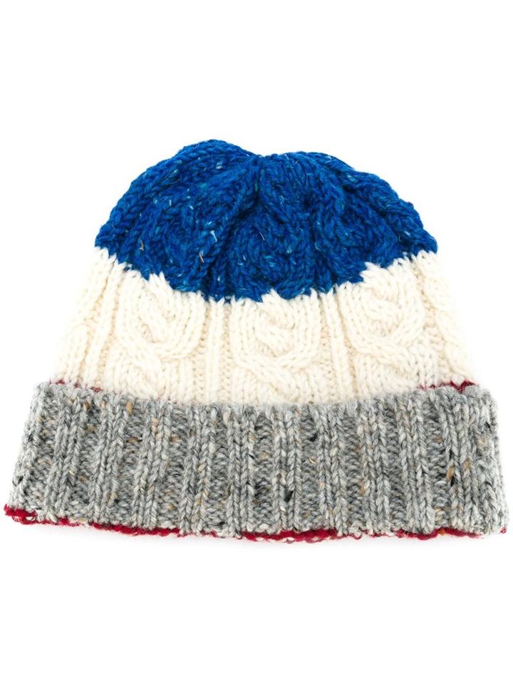 Thom Browne Woven Beanie Hat, Men's, White, Wool