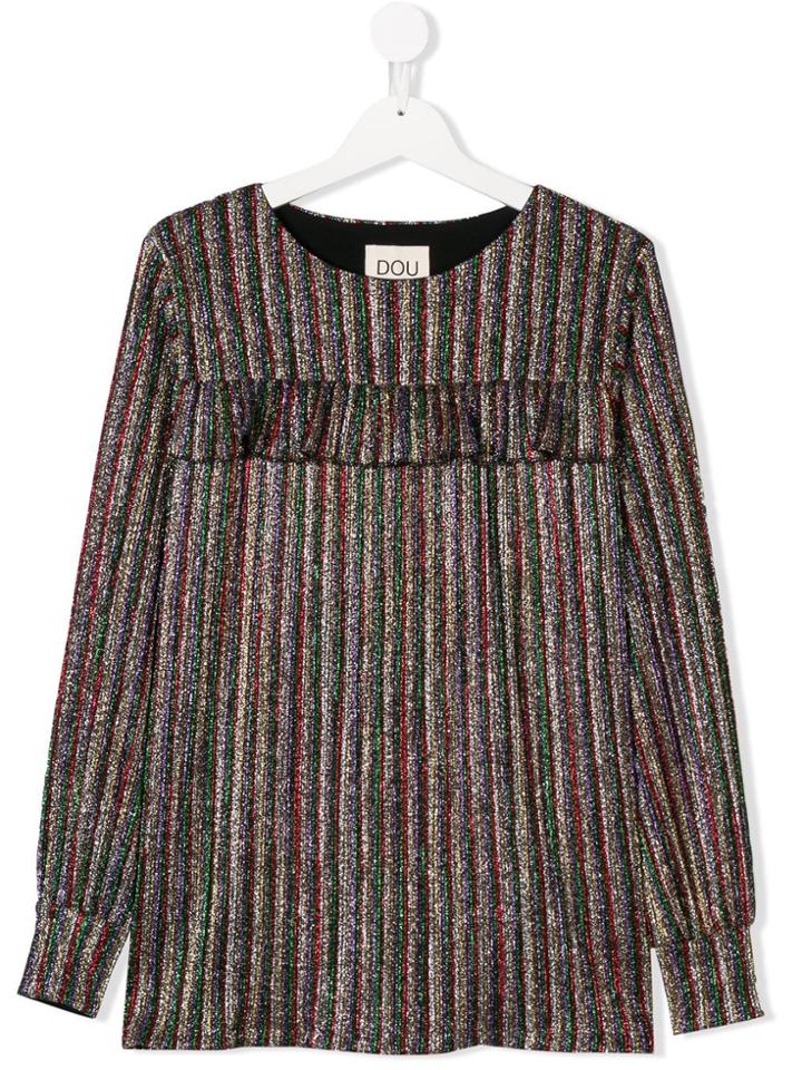 Douuod Kids Teen Metalllic Striped Top - Metallic