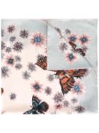 Valentino Butterfly And Floral Print Scarf, Women's, Pink/purple, Silk
