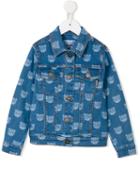 Moschino Kids Bear Print Denim Jacket, Girl's, Size: 10 Yrs, Blue