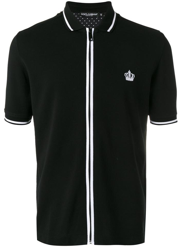 Dolce & Gabbana Zip Polo Shirt, Men's, Size: 46, Black, Cotton/silk