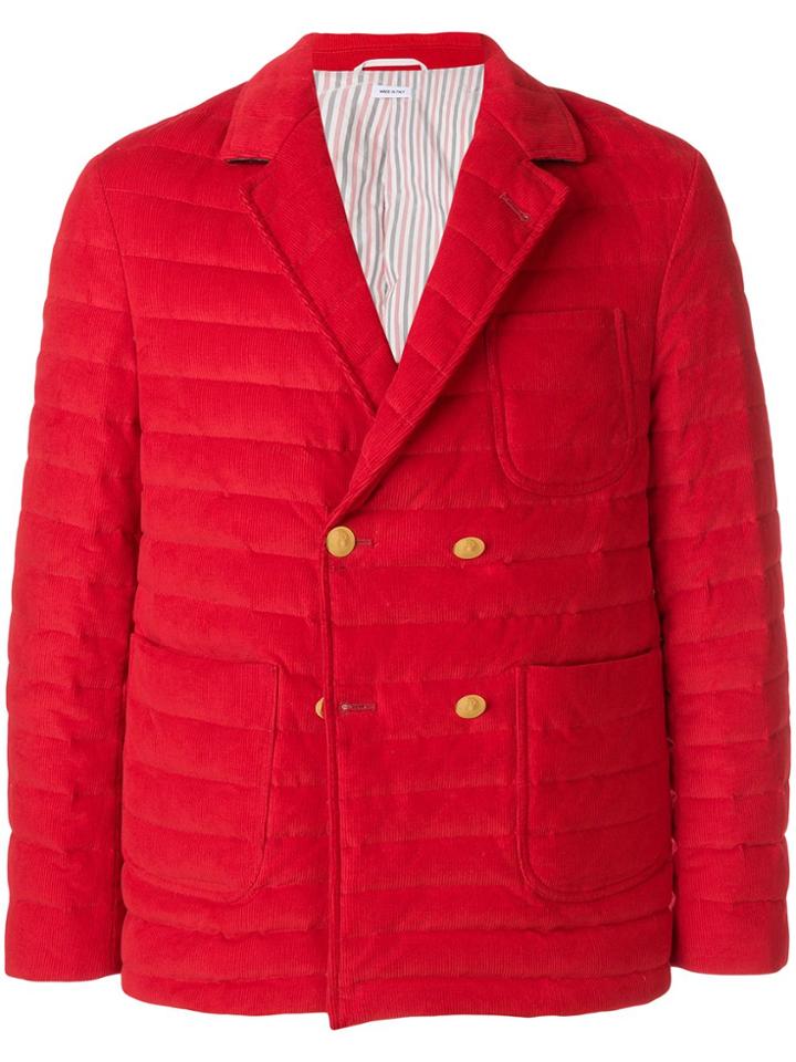 Thom Browne Quilted Down-filled Corduroy Sport Coat - Red