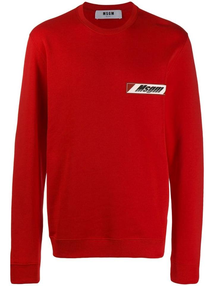 Msgm Chest Logo Patch Sweatshirt - Red