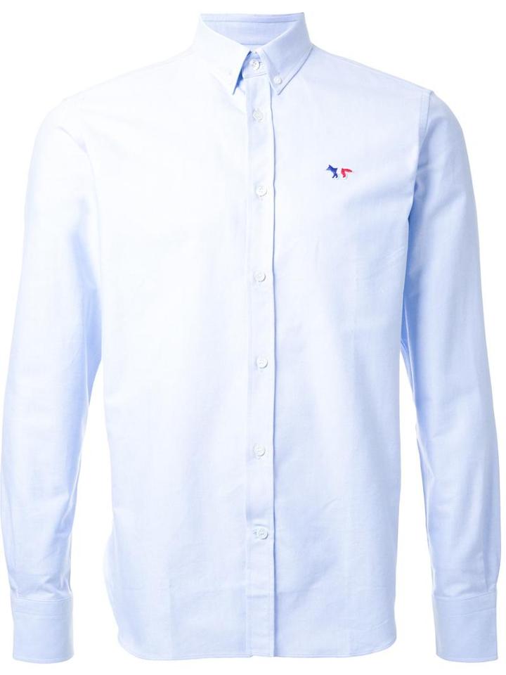 Maison Kitsuné Tricolour Fox Shirt, Men's, Size: 39, Blue, Cotton
