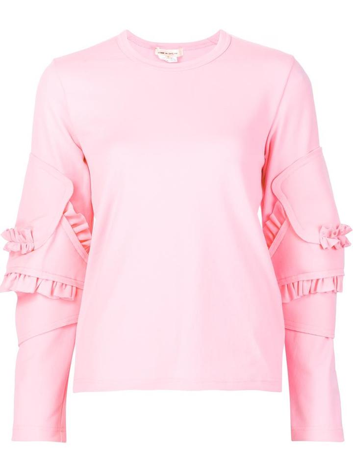 Comme Des Garçons Elbow Ruffle T-shirt, Women's, Size: Large, Pink/purple, Polyester
