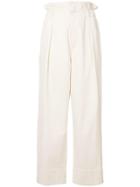 Bassike Ruffle High Waist Trousers - White