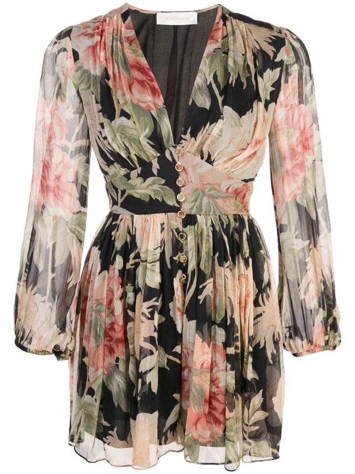 Zimmermann Peony Print Mini Dress - Black