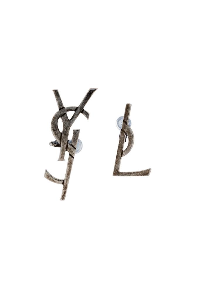 Saint Laurent Monogram Deconstructed Earrings - Grey