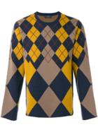 Joseph Ls-argyle Knit Jumper, Men's, Size: Xl, Yellow, Wool