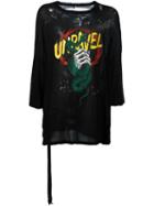 Unravel 'snake' Print Frayed T-shirt, Men's, Size: Xs, Black, Cotton