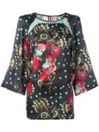 Antonio Marras Floral Print Top, Women's, Size: 40, Black, Silk/polyester/acetate