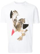 Neil Barrett Modernist Owl Print T-shirt, Men's, Size: Xs, White, Cotton