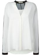 Etro Contrast Stripe Blouse, Women's, Size: 40, White, Silk