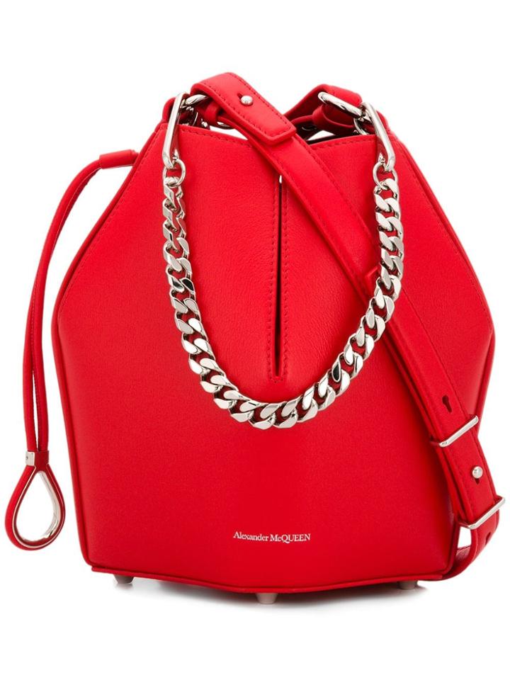 Alexander Mcqueen Bucket Chain Shoulder Bag - Red