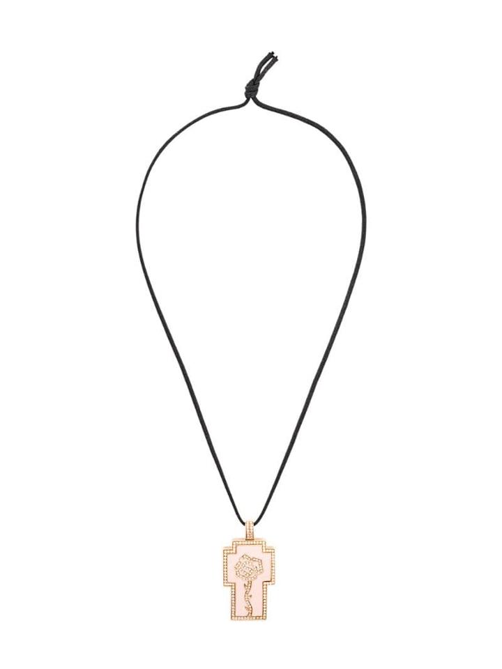 Gavello 18kt Rose Gold Tattoo Cross Diamond Necklace - Pink