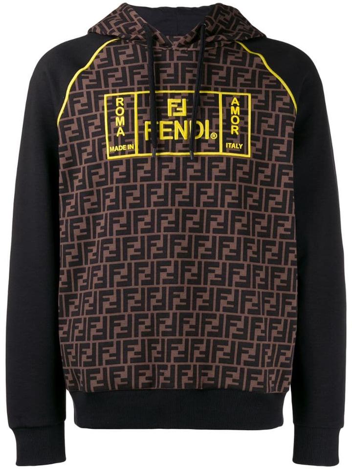 Fendi Roma Ff Logo Hoodie - Black