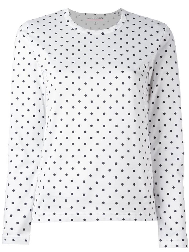 Comme Des Garçons Girl Polka Dot Longsleeved T-shirt, Size: Large, White, Cotton