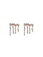 Suzanne Kalan 18kt Rose Gold Diamond Baguette Drop Earrings - Metallic