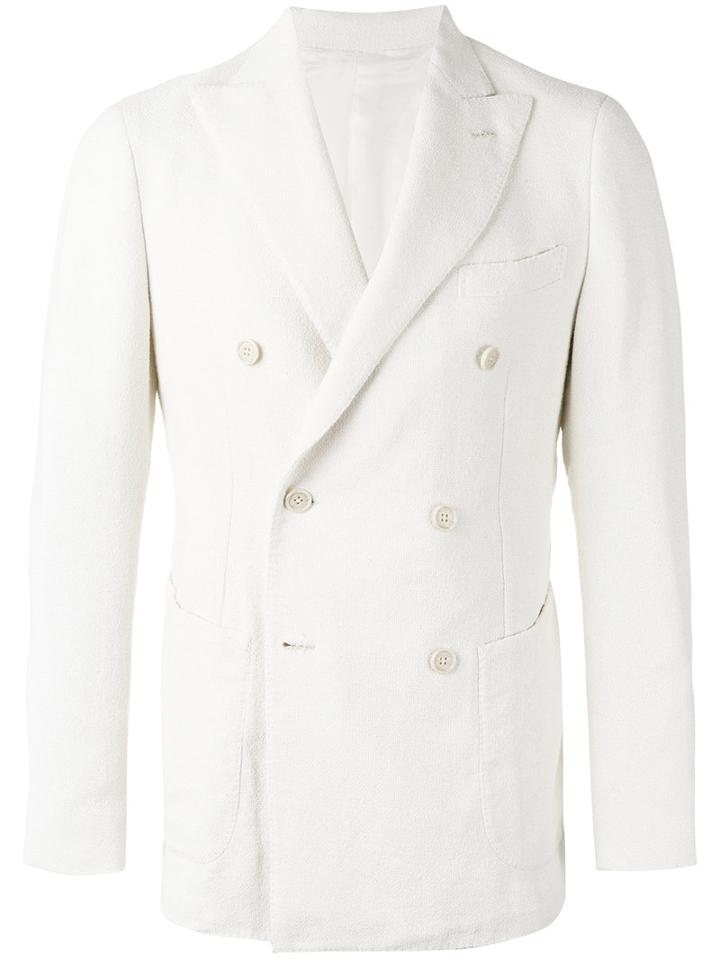 Borrelli Classic Blazer, Men's, Size: 50, White, Cotton/linen/flax/polyamide/cupro