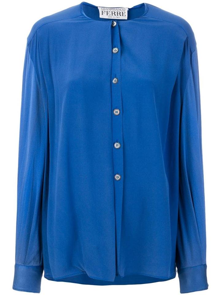 Gianfranco Ferré Pre-owned Collarless Shirt - Blue
