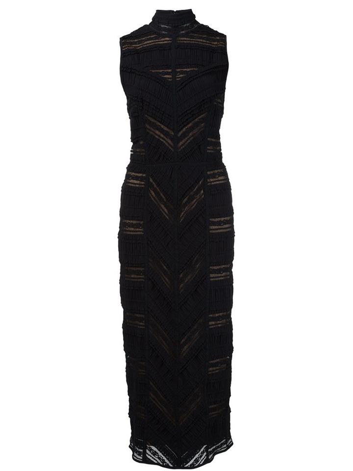Cinq A Sept Panelled Fitted Dress, Women's, Size: 4, Black, Cotton/nylon/spandex/elastane